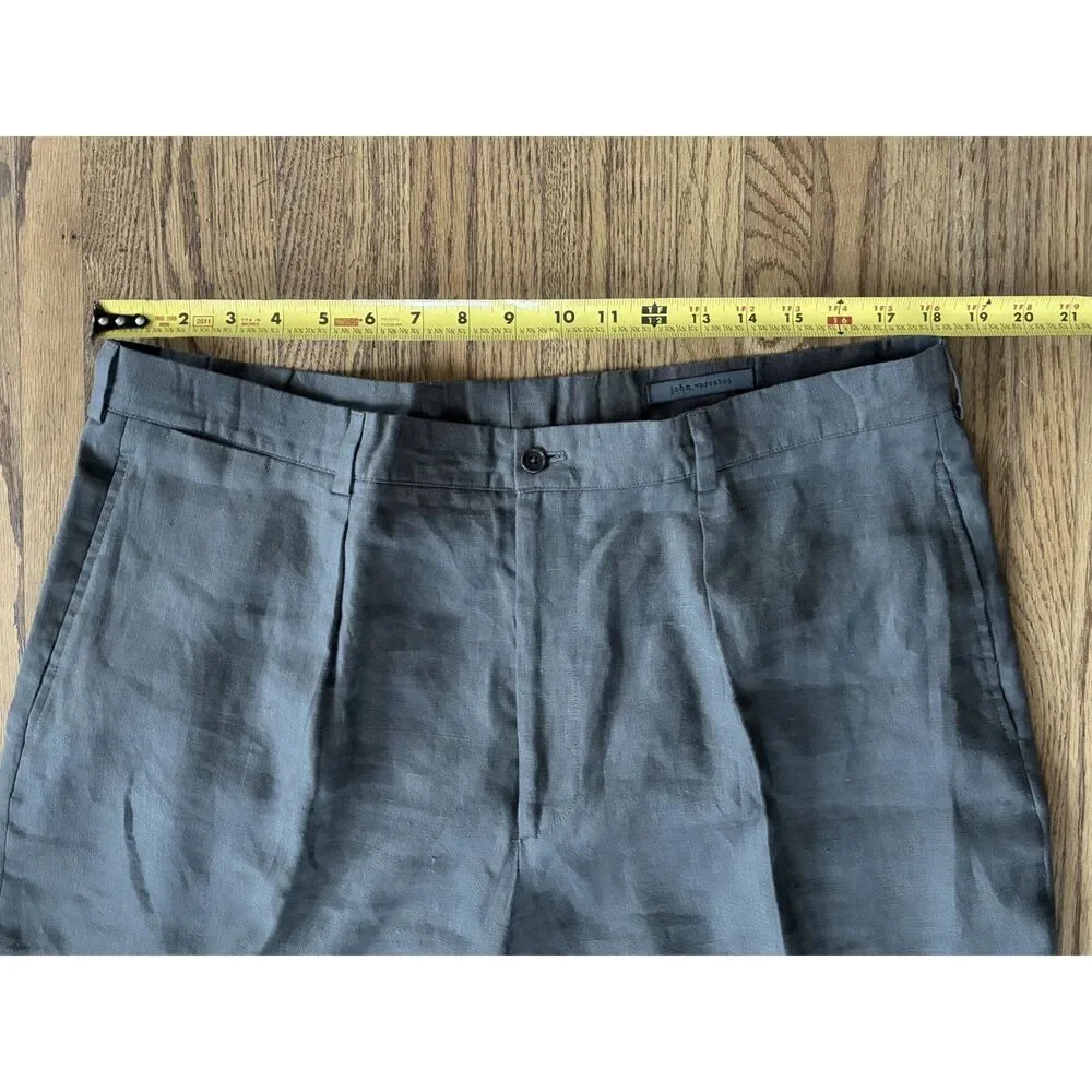 John Varvatos Gray 100% Linen Made in Italy Pants Trousers   Mens Size 58  US 38